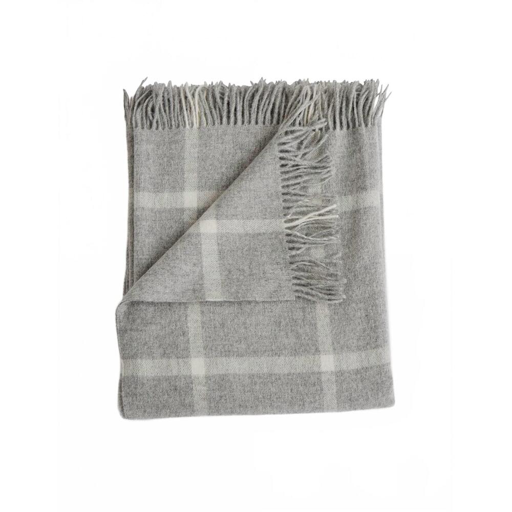 NEW EVANGELINE merino lambswool throw - 54"x72" in windowpane fog